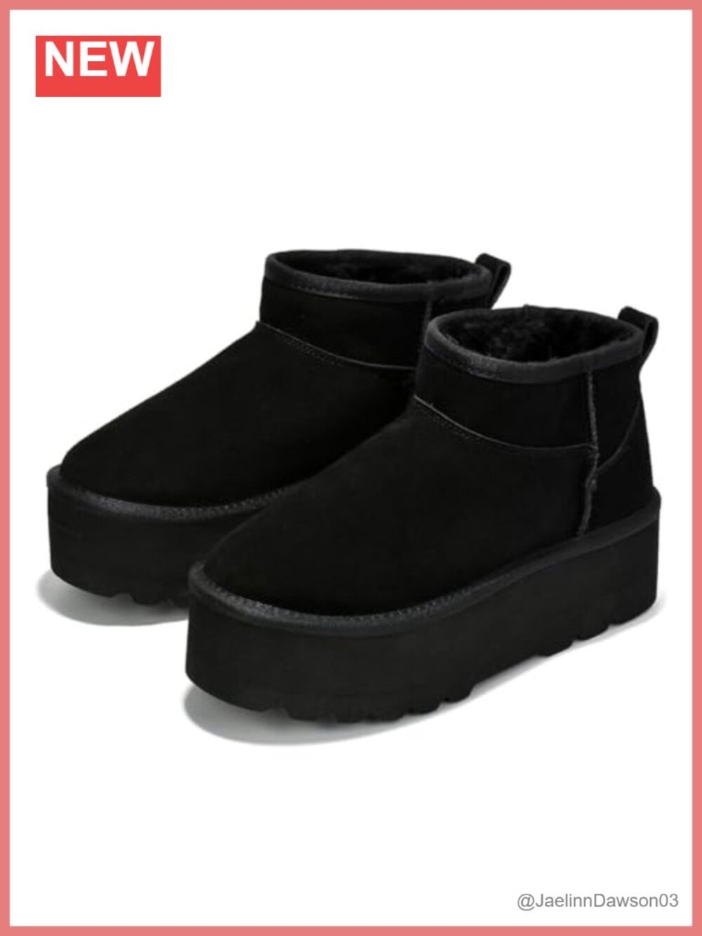 Genuine Suede Ankle Boots Womens Platform Winter Snow Boots Faux Fur Lined